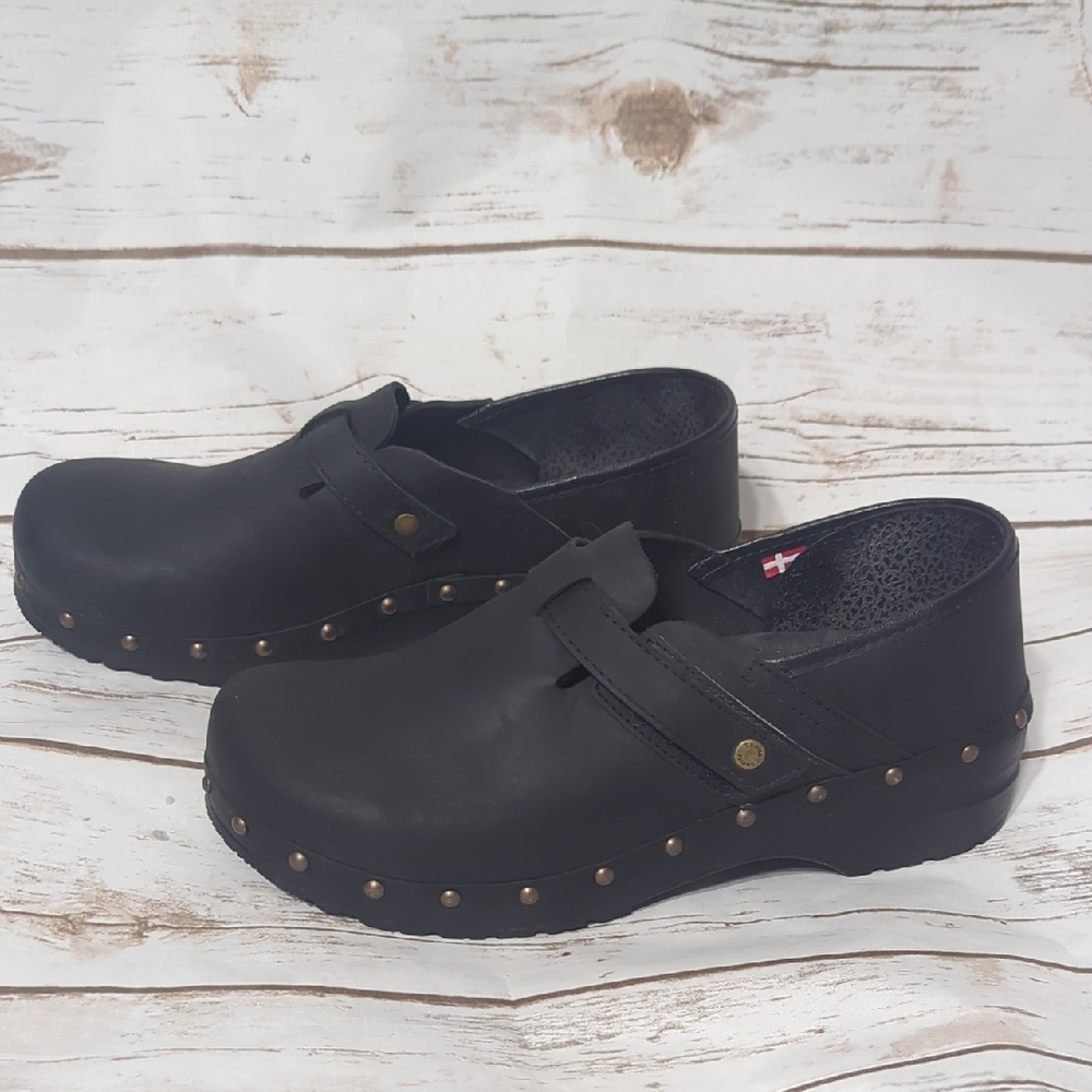 Sanita Black Studded Clogs